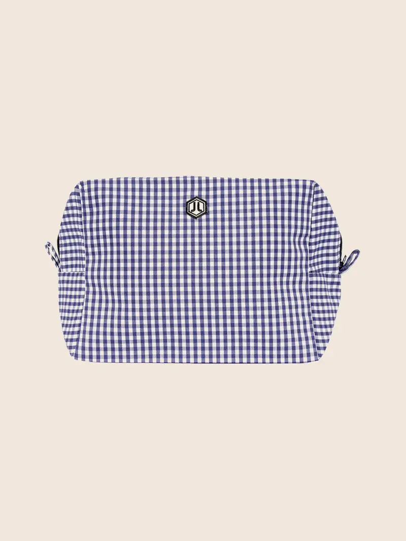 Trousse toile recyclée vichy blanc bleu