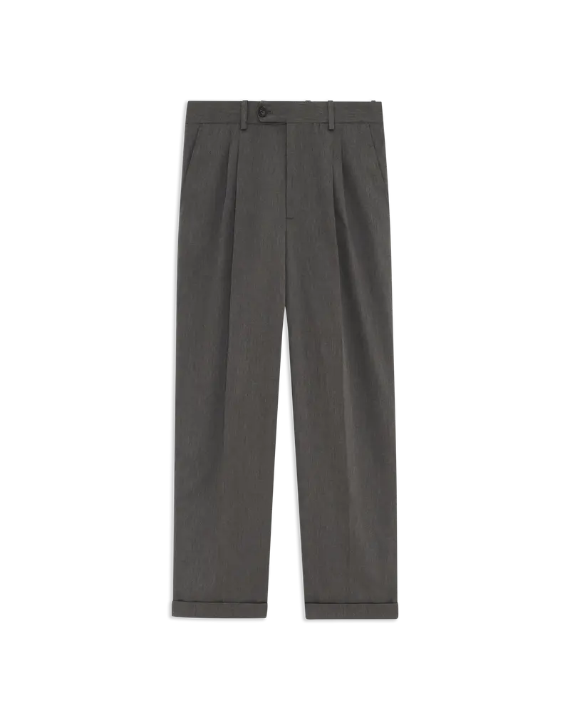 Twill Cropped Pleated Pants