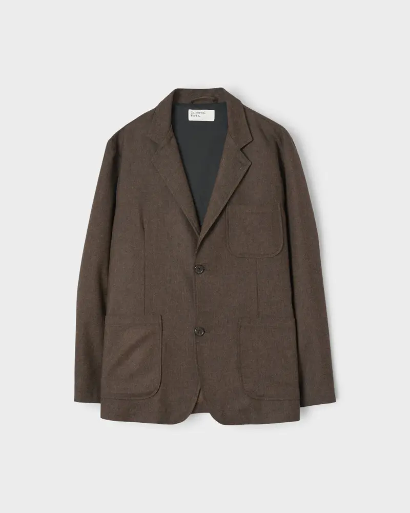 Two Button Jacket Recycled IT Tweed Brown