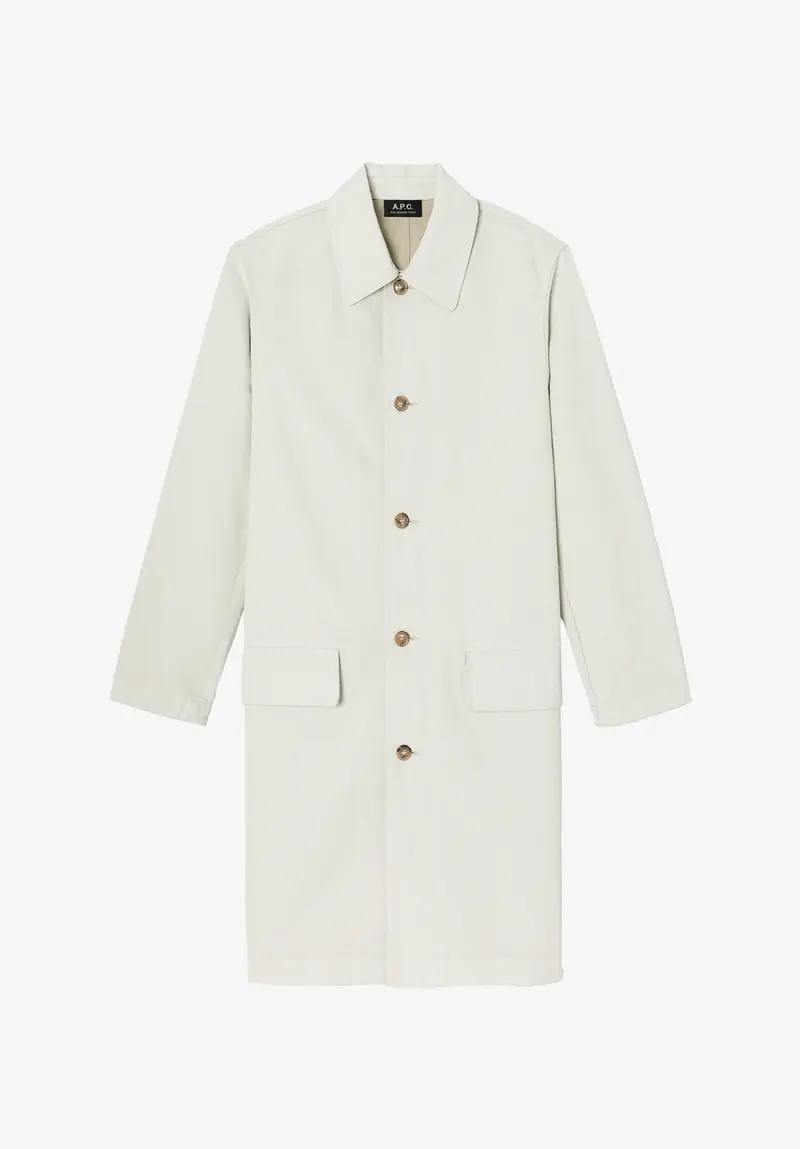 Unisex-Mantel aus beschichtetem Stoff.