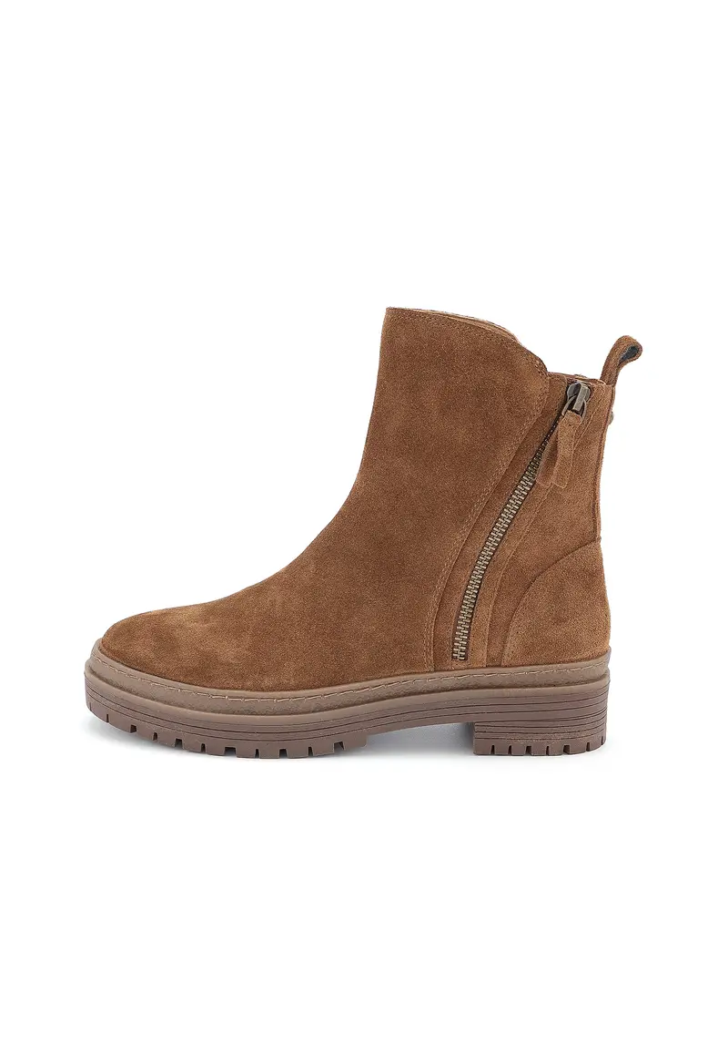 VALE - Bottines en Croûte de Cuir Camel