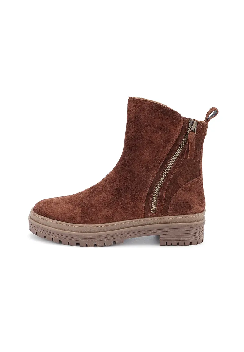 VALE - Bottines en Croûte de Cuir Marron