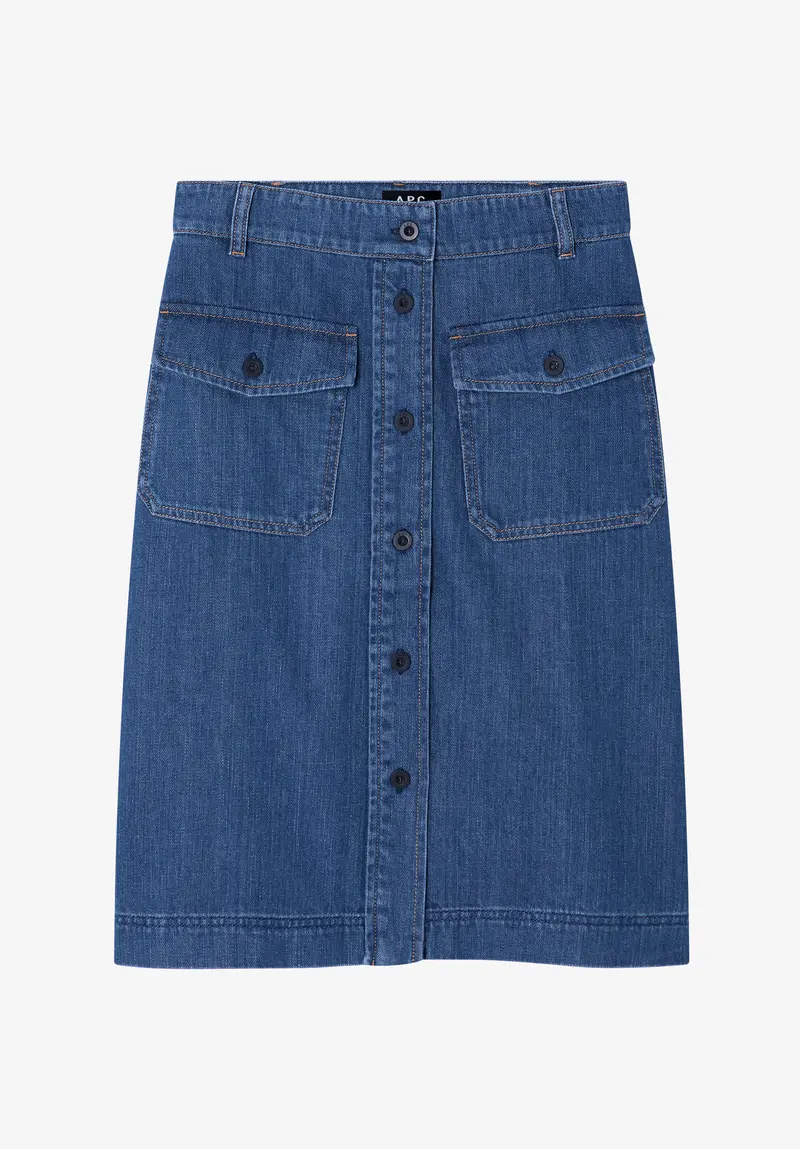 Verwaschener Denim-Rock mit Taschen
