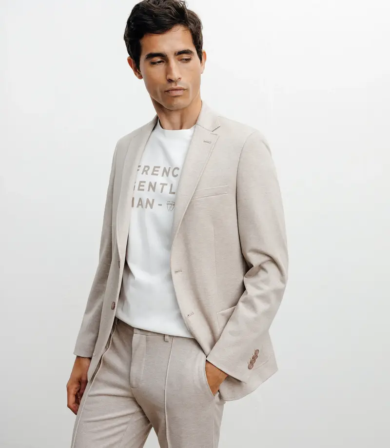 Veste ajustée en maille beige
