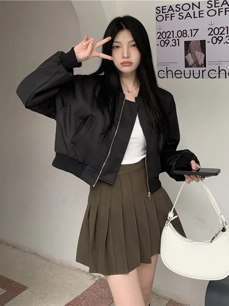 Veste Baseball Femme Manches Longues Coupe Ample Style Hot Girl Tendance