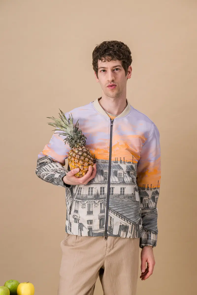 Veste Bomber jacquard "les toits de Paris"