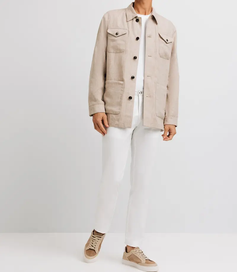 Veste casual 100% lin beige