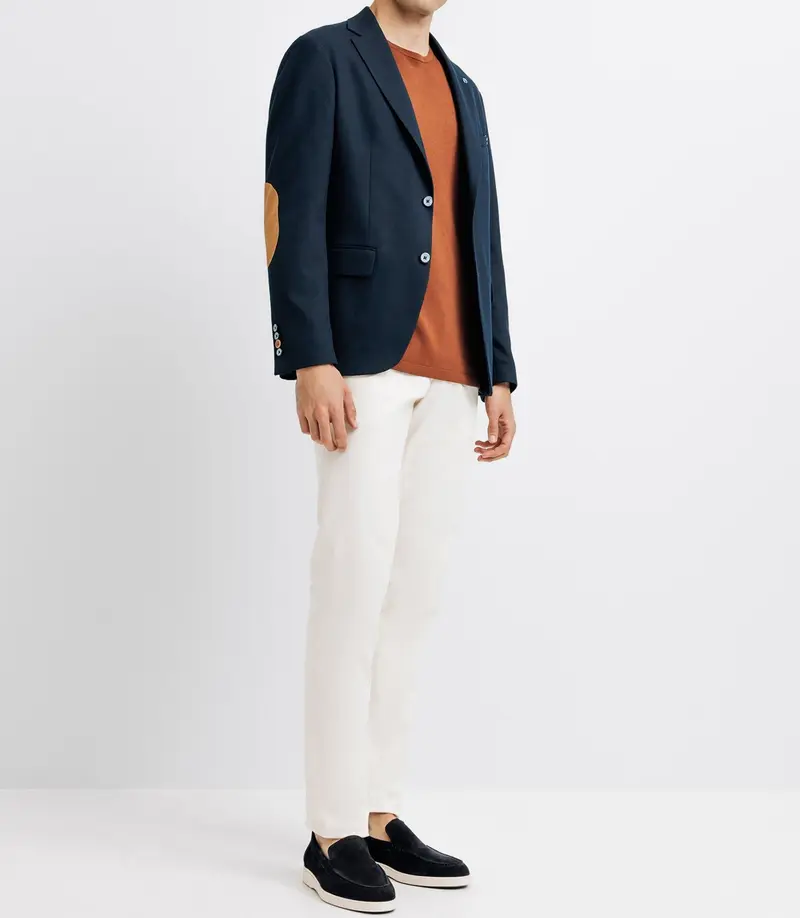 Veste casual à coudière marine