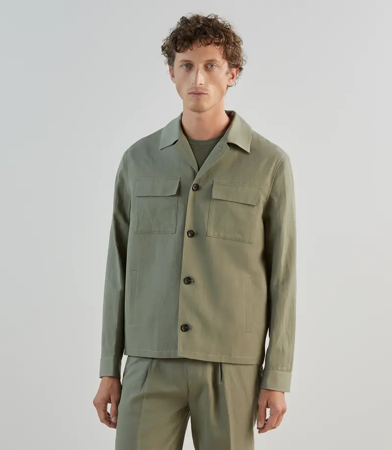 Veste casual col chemise kaki