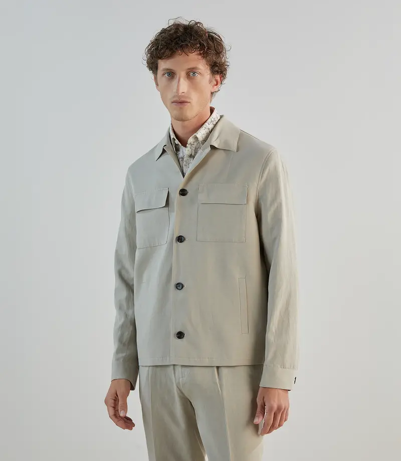 Veste casual col chemise mastic