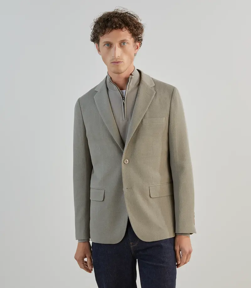 Veste casual en tissu armuré taupe