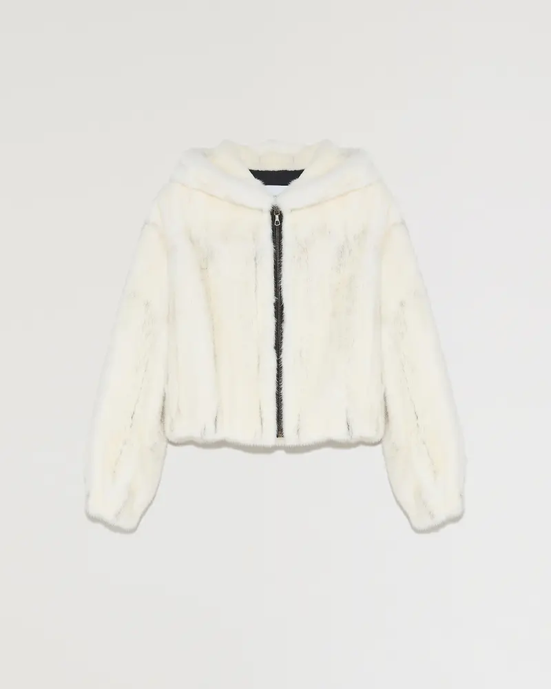 Veste courte à capuche en fourrure fourrure de vison