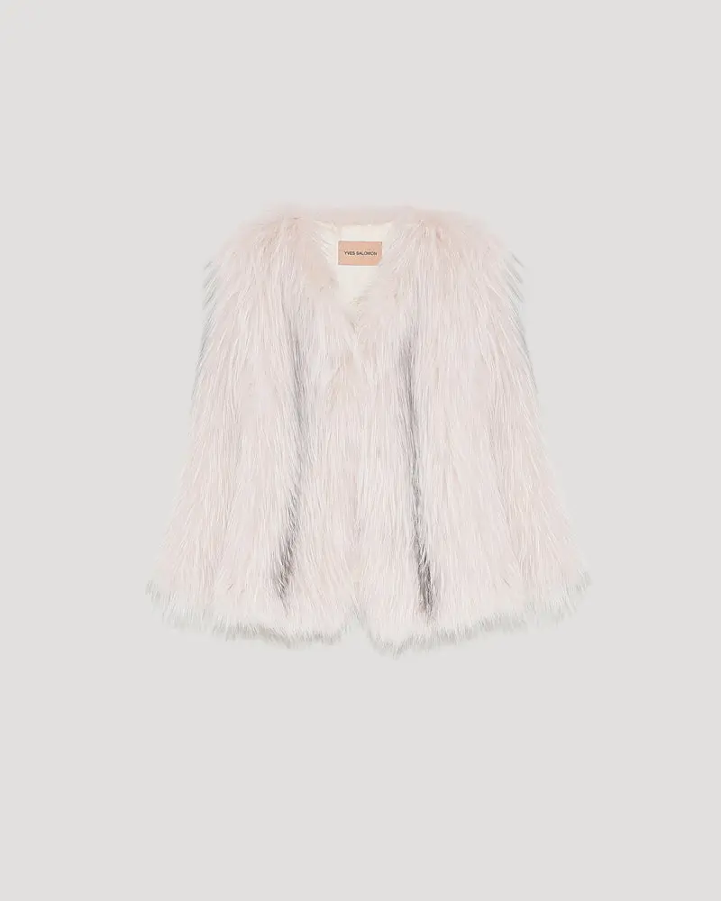 Veste courte en fourrure de renard tricoté