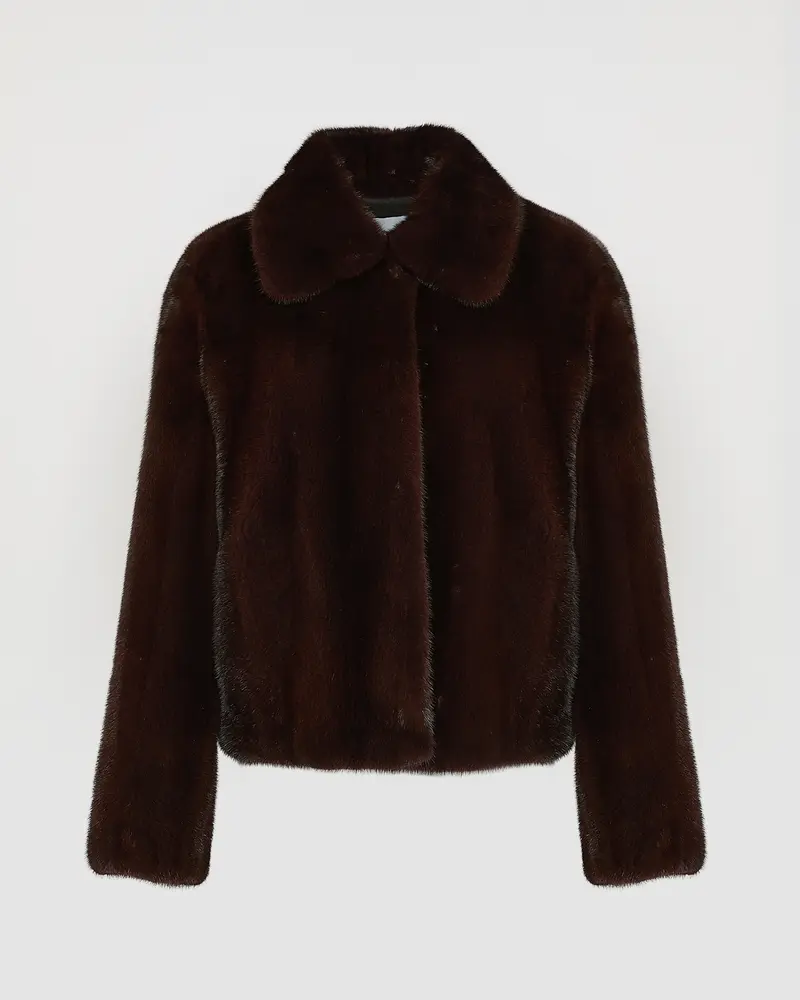 Veste courte en fourrure de vison à poils longs