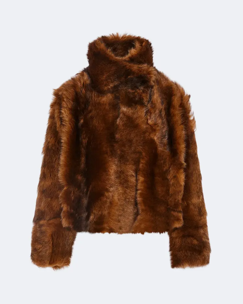 Veste courte en peau lainée d'agneau de Toscane