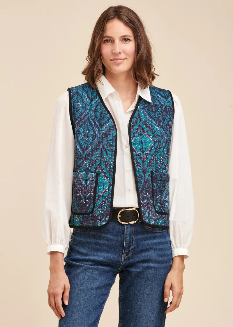 Veste courte matelassée en viscose Ecovero imprimée
