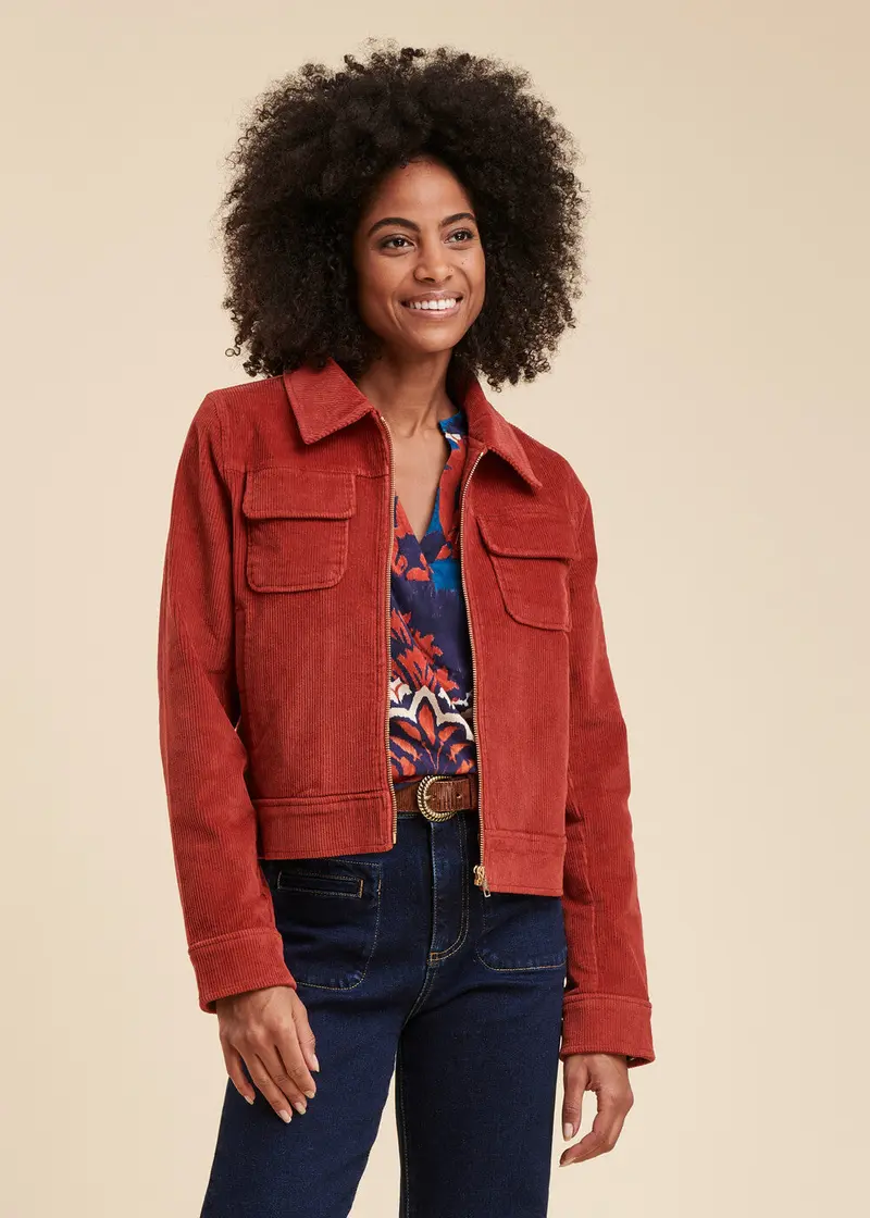 Veste courte zippée en velours