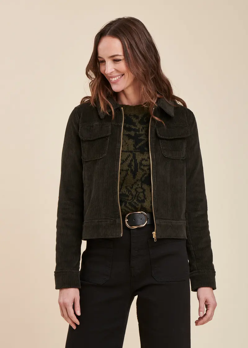 Veste courte zippée en velours
