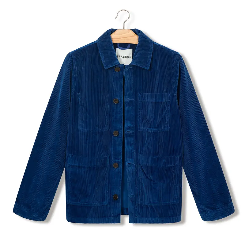 Veste de peintre Lafaurie en velours bleu lazuli