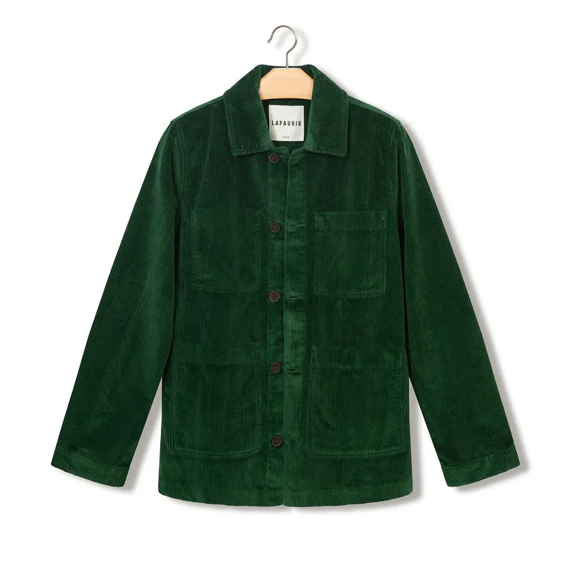Veste de peintre Lafaurie en velours vert mousse