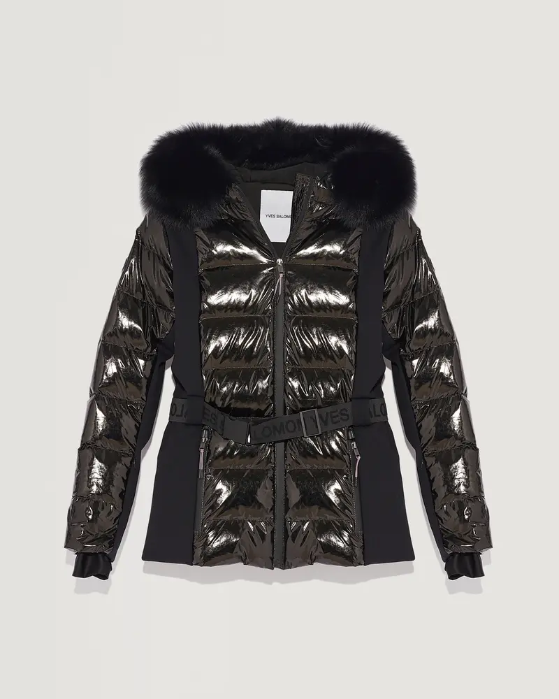 Veste de ski avec capuche en fourrure de renard imperméable