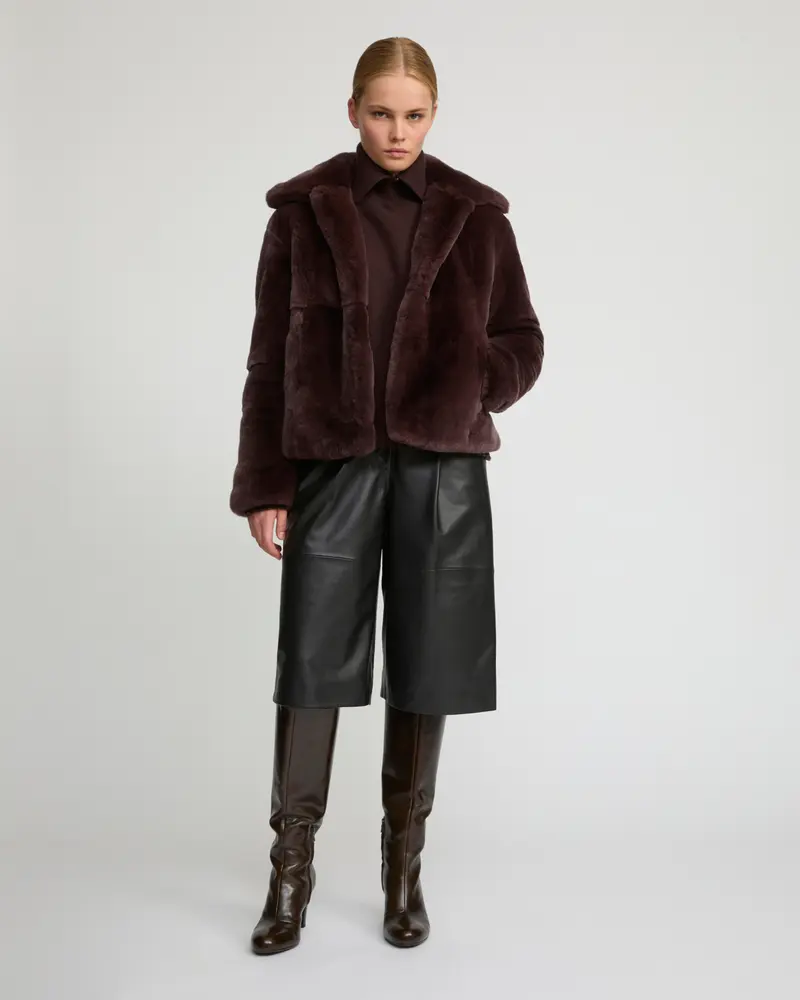 Veste droite en fourrure de lapin rex