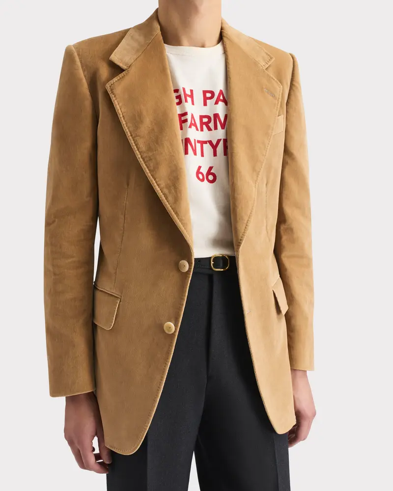 VESTE DROITE EN VELOURS DE COTON - BEIGE