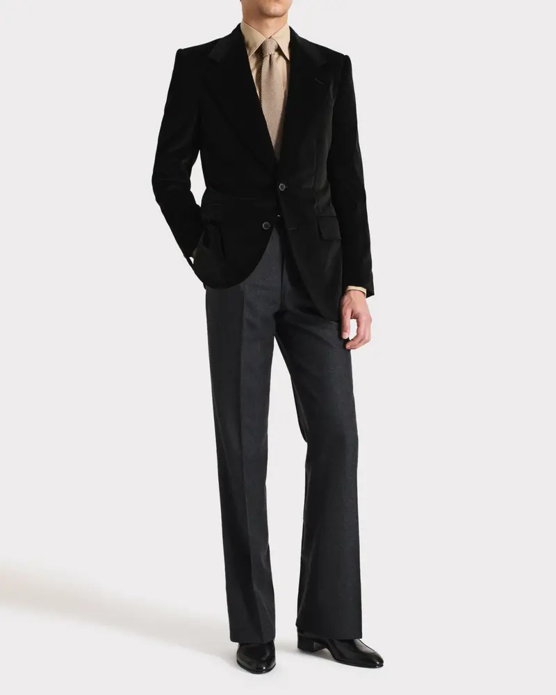 VESTE DROITE EN VELOURS DE COTON - NOIRE