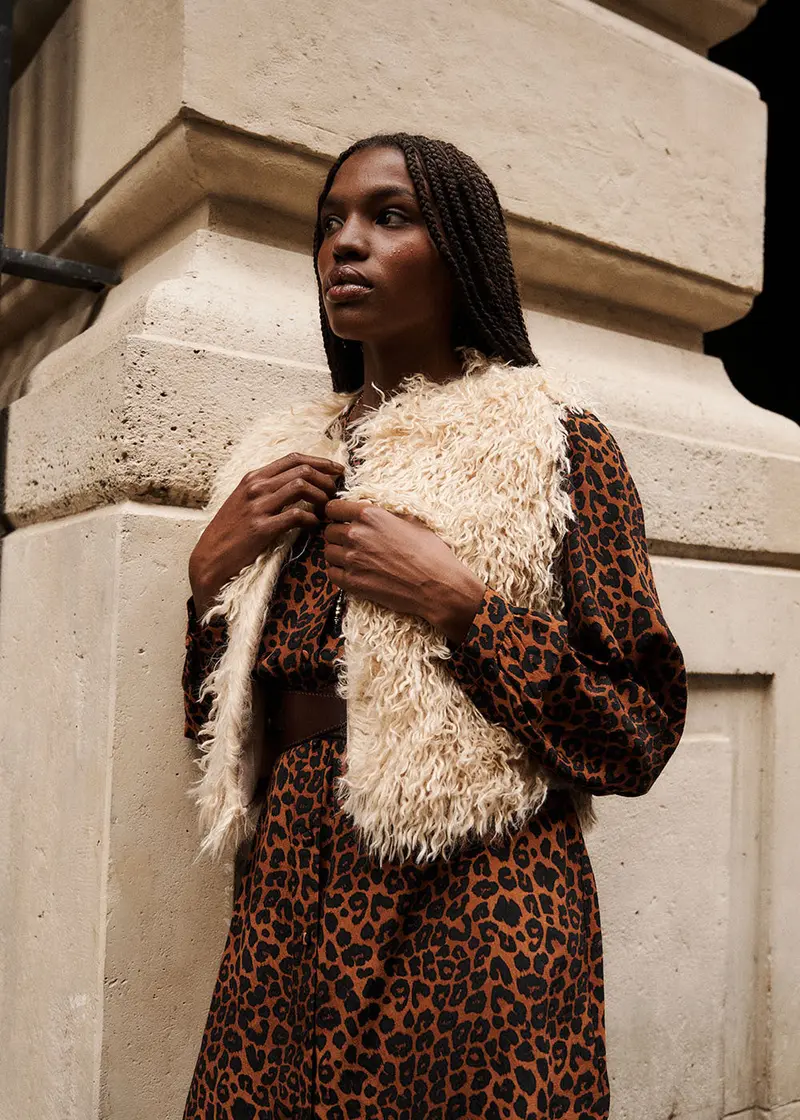Veste écrue bouclette sans manches