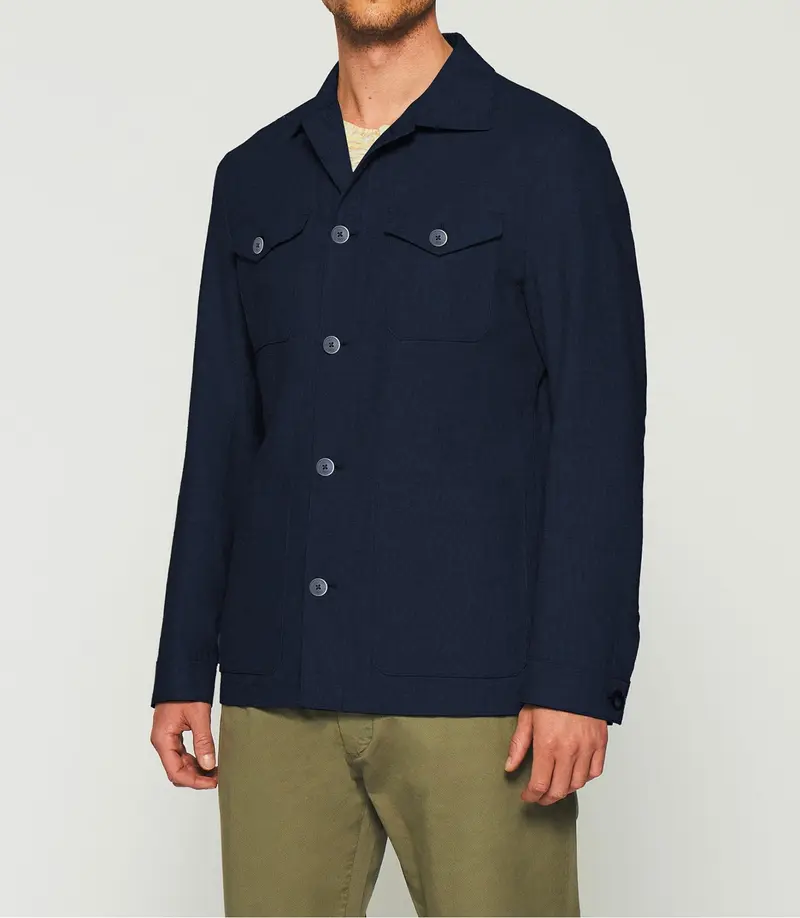 Veste en coton et lin marine ARIZONA