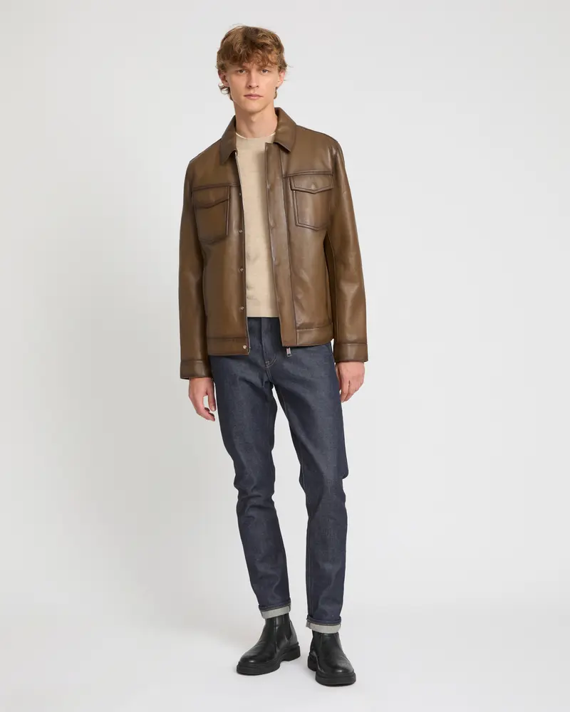 Veste en cuir esprit denim jacket