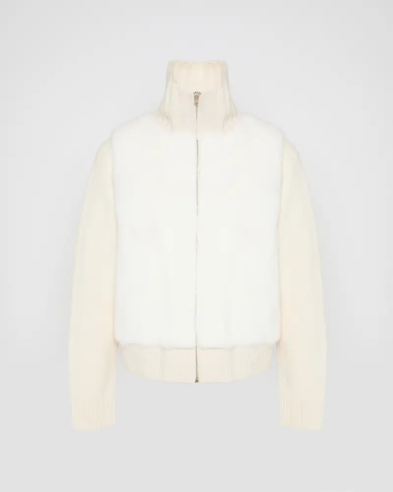 Veste en fourrure de vison et maille Mérinos