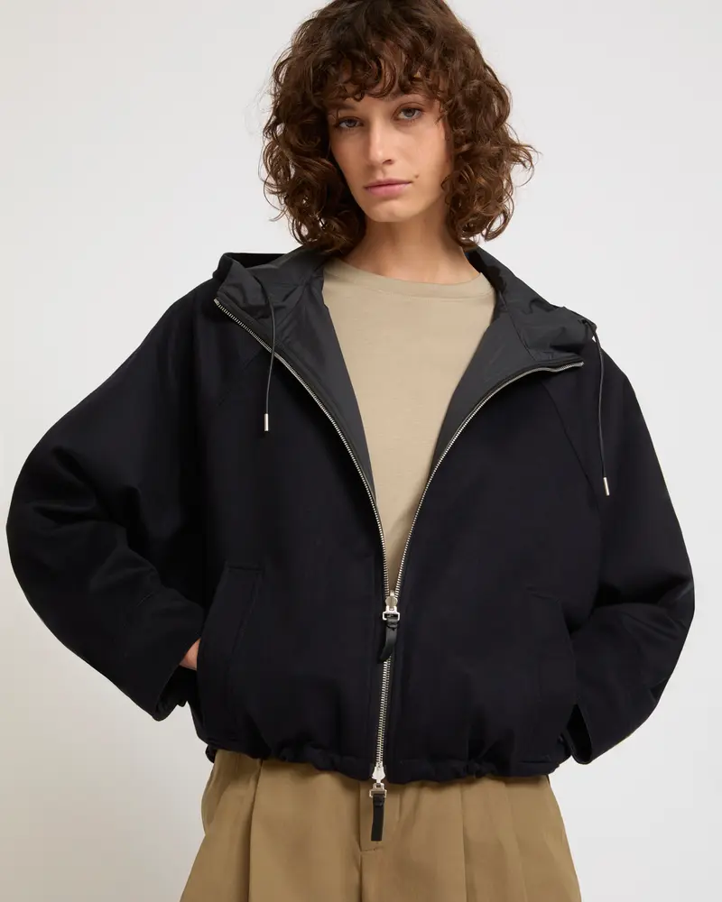 Veste en lainage cachemire réversible tissu technique imperméable tissu Loro Piana