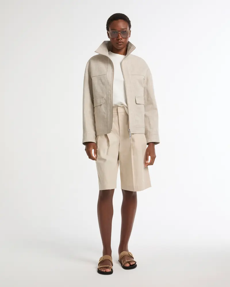 Veste en lin double face argentée