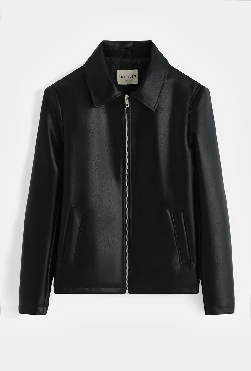 Veste homme effet cuir zippée coupe moderne