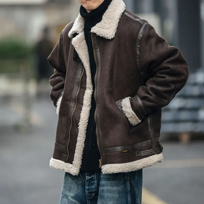 Veste homme effet daim doublée polaire, coupe ample