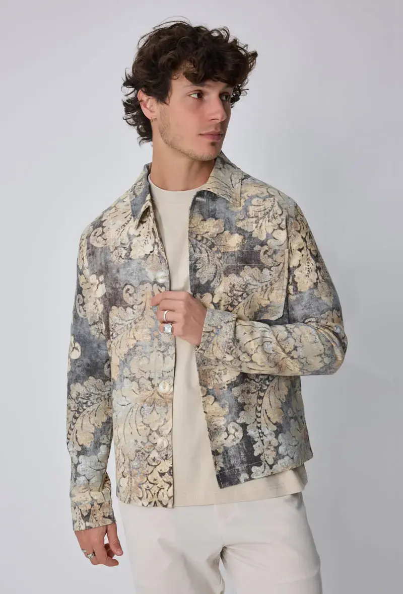 Veste Homme imprimée effet tapisserie coupe casual