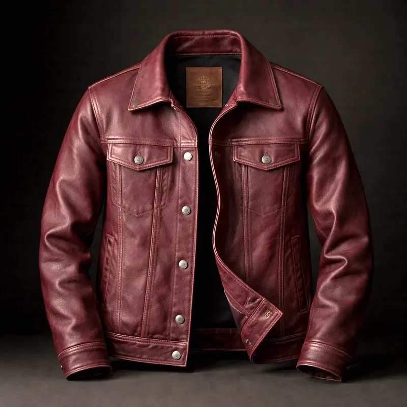Veste homme rétro à revers en similicuir