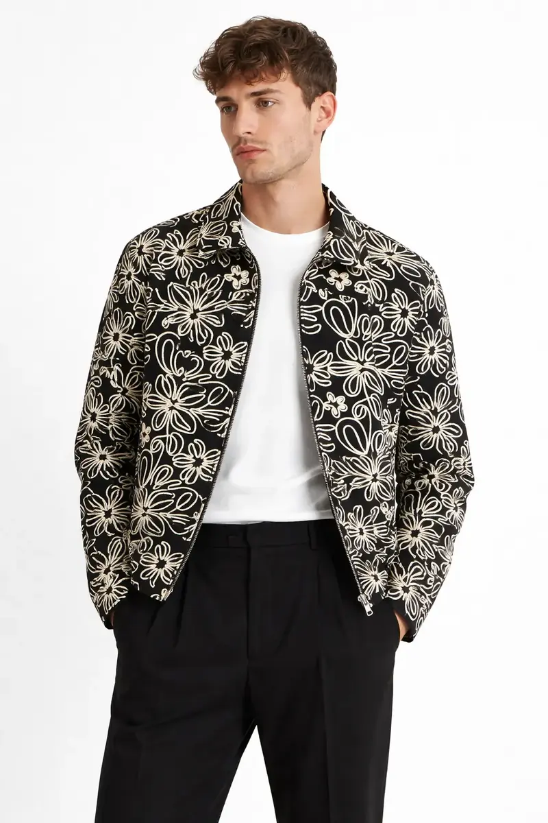 Veste Homme Zippée Brodée Motif Graphique – Coupe Streetwear