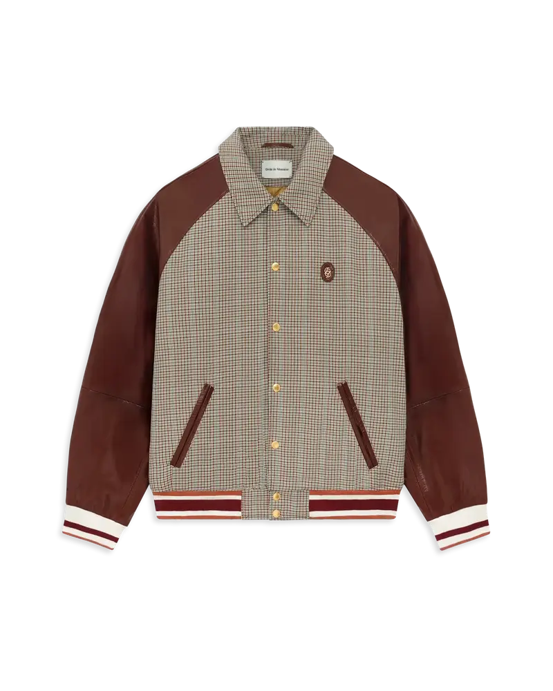 Veste Mix Cuir et Carreaux