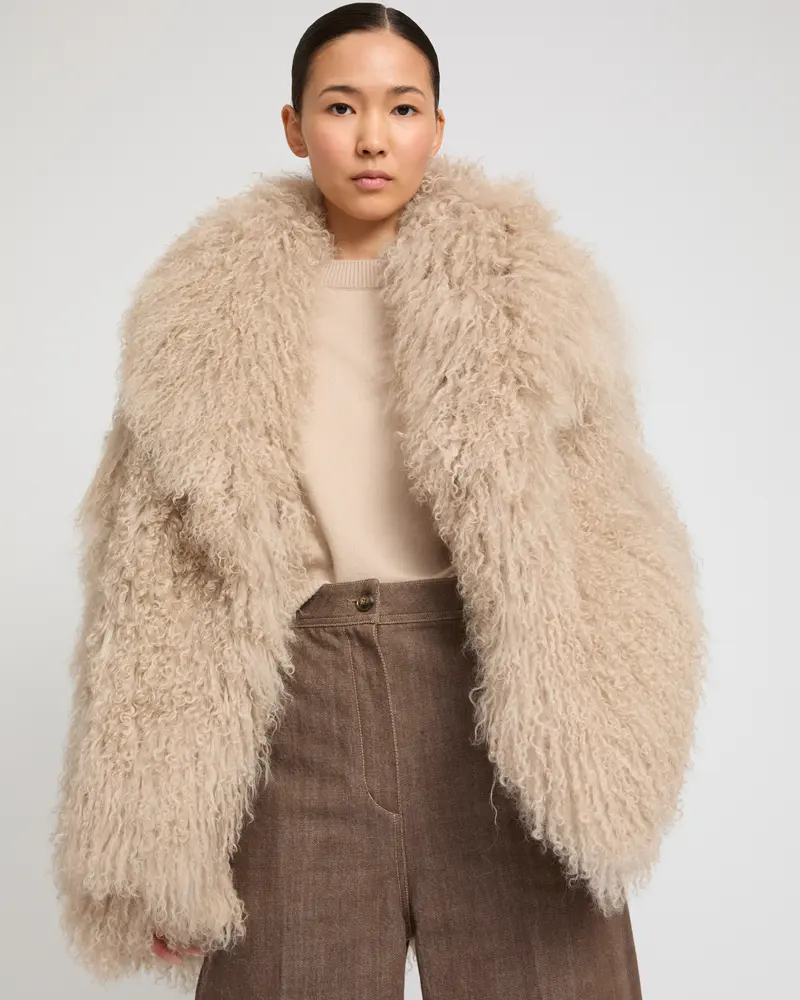 Veste oversize en agneau de Mongolie