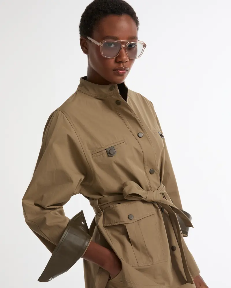Veste saharienne ceinturée en tissu coton