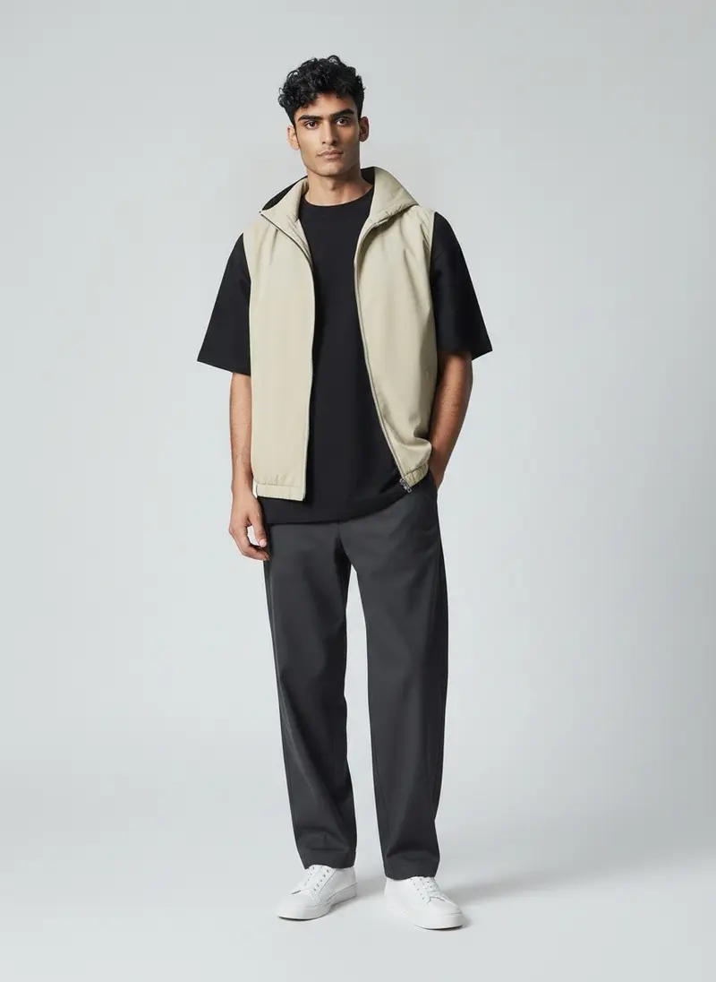 Veste sans manches réversible à capuche