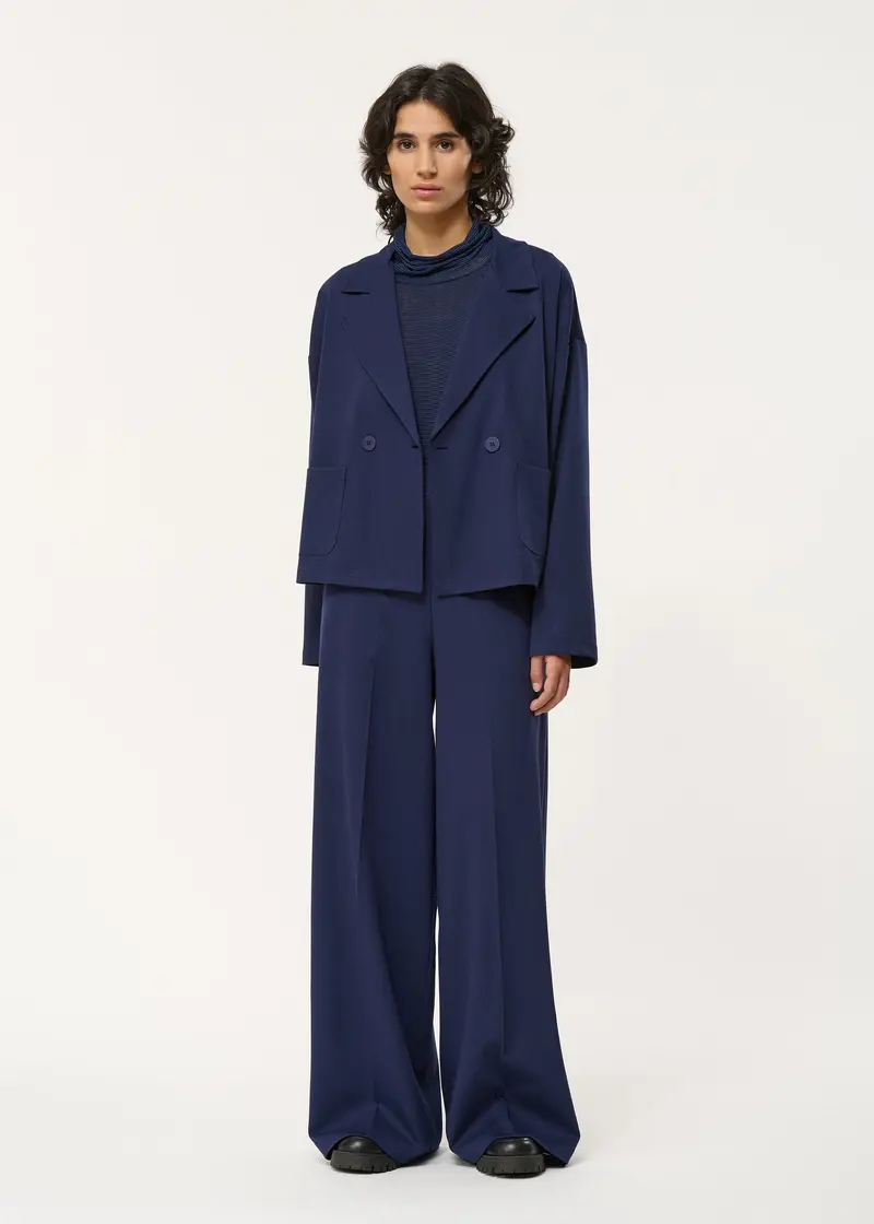 Veste tailleur bleu marine oversize en jersey milano