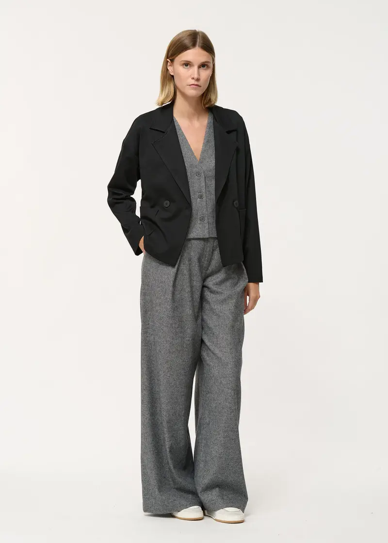 Veste tailleur noire oversize en jersey milano