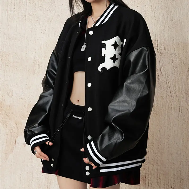 Veste unisexe rétro style cardigan en PU