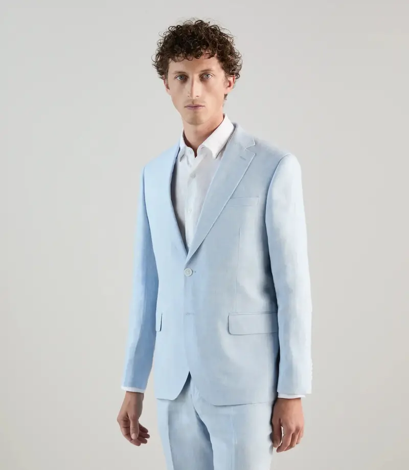 Veste ville 100% lin bleu ciel