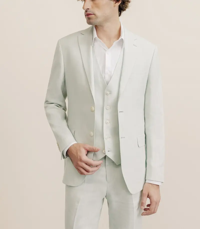 Veste ville 100% lin séparable vert eau
