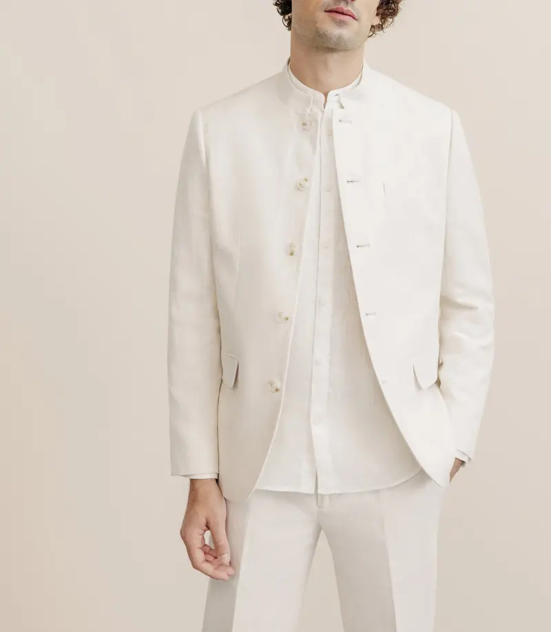 Veste ville col mao écrue