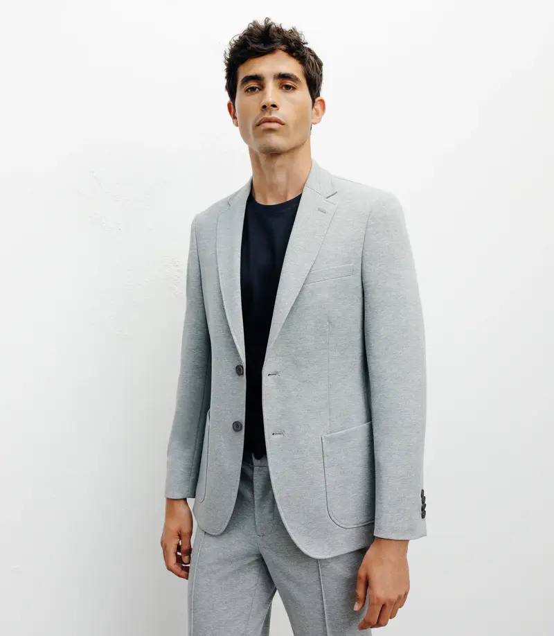 Veste ville en maille 2 boutons gris